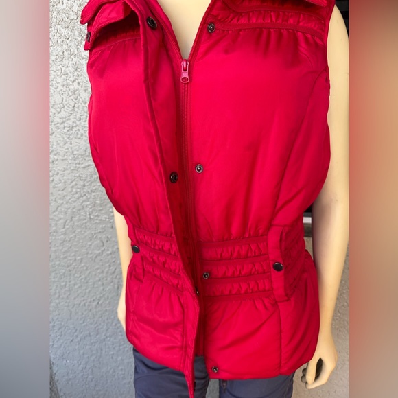 New Directions Red Zipper Snap Front Closure Women’s Puffer Jacket - Picture 7 of 9